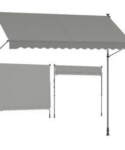 SONGMICS Höhenverstellbare Balkonmarkise, Sonnenschutz, für Balkon und Terrasse, 300 x 120 cm, grau GSA302G01