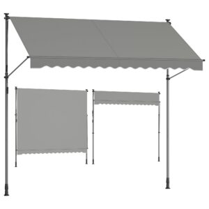 SONGMICS Höhenverstellbare Balkonmarkise, Sonnenschutz, für Balkon und Terrasse, 300 x 120 cm, grau GSA302G01