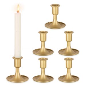 Gold Kerzenständer für Stabkerzen: Vintage Design Set von 6 Stück | Hochzeit und Wohnzimmer Dekoration | Halloweenikalen