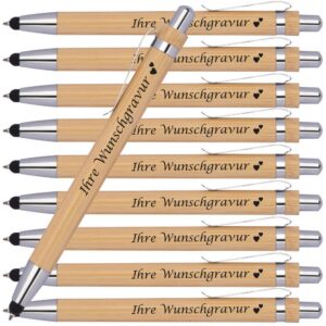 Juwelier Schönschied Nachhaltiger Kugelschreiber mit Gravur | Bambus | Touchfunktion | Personalisiert | Geschenkidee (50
