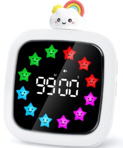 Yunbaoit Visueller Timer für Kinder & Erwachsene, Wiederaufladbarer 99-Minuten-Countdown mit 9 DIY-Farben (Regenbogen)