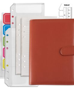 DY.2ten Nachfüllbares A6-Notizbuch-Set mit Einband - Liniertes Papier für Büro und Schule + 90 Blatt + 180 Seiten + 6 Lö