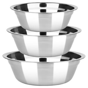 Daczly Edelstahl Rührschüssel Set für Küche 3er Schüssel 18cm 20cm 22cm Stapelbar Spülmaschinenfest Salatschüssel
