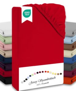 Julido Spannbettlaken 100x200 cm (Rot) - Hautfreundlich & Atmungsaktiv, Oeko-Tex Standard 100, ideal für Allergiker