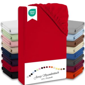 Julido Spannbettlaken 100x200 cm (Rot) - Hautfreundlich & Atmungsaktiv, Oeko-Tex Standard 100, ideal für Allergiker