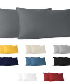 ### Dreamzie Kissenbezug 40 x 80 (Set mit 2) - 100% Jersey Baumwolle 150 g/qm - Anthrazit - Für Kissen 40 x 80 cm - Resi