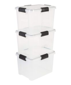 Iris Ohyama luftdichte Kunststoff-Aufbewahrungsboxen AT-SD, 20L, 3er-Set, Hermetischer wasserdichter Verschluss, Staubsc