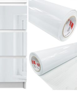 DecoMeister Möbelfolie selbstklebend | Einfach Anwendbar | Renovierung Küchen oder Badezimmers | Weiß Hochglanz 100x250