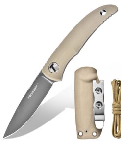 TONIFE Nova Outdoor Feststehendes Klinge Kleine Hals Messer ED C mit Scheide Lanyard und Clip, 68mm
