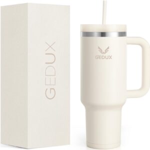 Gedux Trinkflasche mit Strohhalm - Thermobecher mit Doppelwandigen Vakuumisolierung - Sport und Ausdoorsport