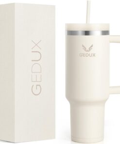GEDUX Trinkflasche mit Strohhalm 1.2L - Thermobecher mit Doppelwandige Vakuumisolierung - Outdoor Aktivitäten | GEDUX T