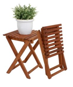 Spetebo Eukalyptus Klapphocker - Naturholz Beistelltisch Gartenhocker Holzhocker