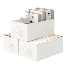 XSNY11WM-3 Weiß: Stoff Aufbewahrungswürfel, faltbarer Kleiderschrank Organizer mit 2 Griffen, 3 Set, 41 x 25 x 16.5 cm