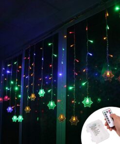 Klighten LED Lichtervorhang Weihnachtsbeleuchtung Mit Schneeflocken 96er Lang RGB IR Fernbedienung 3,5x0,65M