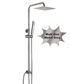 Edelstahl Duschset ohne Armatur Regendusche Mit Kopfbrause Eckig 20x20cm Gunmetal Grau | Duschsystem Mit Duschkopf Dusc