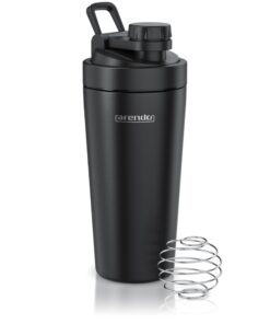 Arendo Protein Shaker Edelstahl 600ml – BPA frei – Mixbecher mit Mixkugel – Premium Eiweißshaker für Yoga Fitness Sport