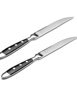 Kerafactum 2 Stück Tafelmesser Edelstahl mit Sägeschliff für Steak | Tafel Messer Set für Landhausstil-Bistro erweiterba