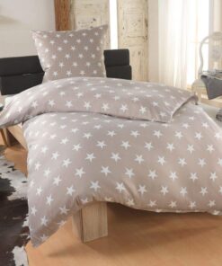 DreamHome 2 Teilige Sternenbettwäsche Taupe für Schlafzimmer, Qualität und Komfort garantieren