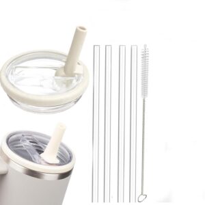 Ersatzdeckel für Stanley Quencher 40oz Becher, Auslaufsichere Tumbler Ersatz, wiederverwendbar mit 4 Strohhalmen und Rei