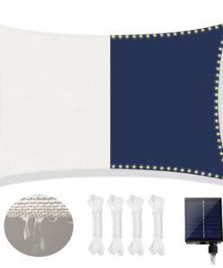 Sonnensegel 3x4 m – Atmungsaktives Mesh-HDPE, 98% UV‑Schutz (UPF50+) – Solar‑LED‑Automatik mit 8 Lichtmodi (Weiß)