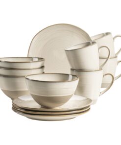 MÄSER Serie Nottingham Vintage Geschirr-Set für 4 Personen mit Retro Form und Beige