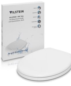 VILSTEIN Toilettendeckel mit Absenkautomatik, Edelstahl Befestigung - Abnahmbar, Softclose - für Diecen, Kleideckel im B