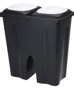 Spetebo Duo Mülleimer 50 Liter schwarz - Recycling-Friendly mit Push Deckel - 2x 25 L - For Recycling Enthusiasts in der