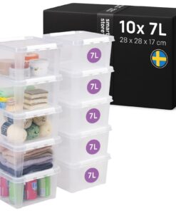 SmartStore 10x Aufbewahrungsbox mit Deckel Classic 7L (28x28x17cm) | Stapelbare Box mit Deckel | Lebensmittelgeeignetes
