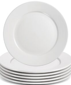 6 Stück Porzellan Dessertteller 20,3 cm - Spülmaschinenfest Mikrowellengeeignet für Salat Kuchen Frühstück
