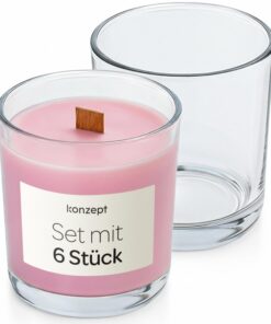 KONZEPT Kerzengläser 180 ml 8×7 cm 6er Set – Ideal für DIY-Kerzen & Dekoration