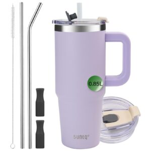 SUNTQ 850ml Tumbler mit Doppelwandiger Vakuumisolation, Edelstahl Kaffeebecher für Reisen, thermische Tasse mit Deckel u