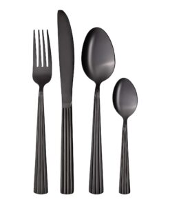 GRÄWE Besteckset für 4 Personen - Edelstahl, schwarze Tafelbesteck, 16-teilig, spülmaschinengeeignet, dekoriert - Serie