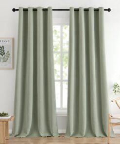 MIULEE Vorhang Salbei Grün mit Ösen - moderne Wohnzimmerverdunkelnde Vorhänge für Schlafzimmer - Blickdicht 140X245 cm