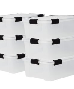 Iris Ohyama luftdichte Kunststoff-Aufbewahrungsboxen 30L 6er-Set transparent hermetisch wasserdicht robust BPA-frei