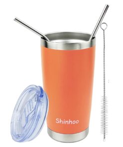 Shinhoo Thermobecher Orange 600ML Isolierung 4h Hefe 10h Kälteproof Spülmaschinenfest