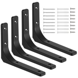 Knpwer Schwarze Heavy Duty Regalhalterungen, Multifunktionale Metallwinkel 90 Grad für Industrielleregal, 8 Zoll 15x20cm