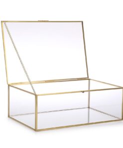 SUMTree GoldeneVintage GlasDeckelBox RechteckSchmuckRingeArmbandDisplayVeranstalterHartglasSchmuckschatulle