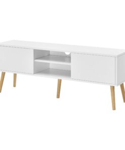 [en.casa] Fernsehtisch Eskilstuna - Schranktüren, Ablagefächern, Weiß für Schlafzimmer, Wohnzimmer | [en.casa] Fernsehs