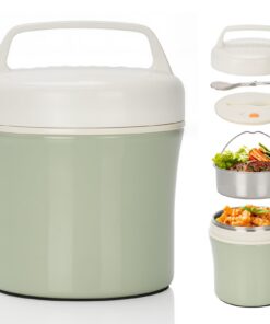 2L Thermobehälter Edelstahl auslaufsicher mit Löffel – Thermo Lunchbox für Kinder Erwachsene Porridge Suppen Mahlzeiten