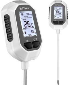 Boden-pH-Messgerät – 5‑in‑1 digitaler Pflanzen-Bodensensor (pH, Temperatur, Feuchte, Licht) für Garten, Rasen & Landwirt