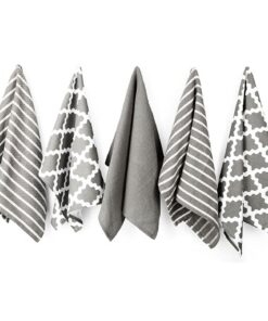 Penguin Home Premium-Geschirrtuch, 100% Reiner Baumwolle, weiche Küchentücher, Grau OEKO-TEX Standard 100, Set mit 5 Küc