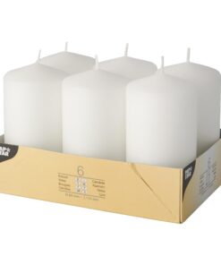 Pappstar Stumpenkerzen Weiß | 60 x 115mm | Für Geburtstage | Zimtgeruch | Set von 6 Stück