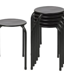 Harbour Housewares Stapelhocker aus Metall Mattschwarz - 6er Set Stapelbar Erwachsene Küche Wohnzimmer