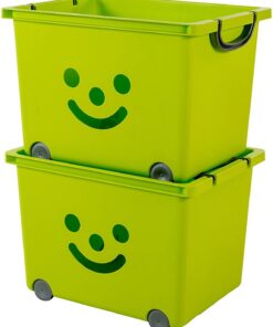 Iris Ohyama Kinderspielzeug-Organizer 2er-Set BPA-frei 34 l stapelbar grün KCB-43 B32,5 x T43,5 x H31,5 cm
