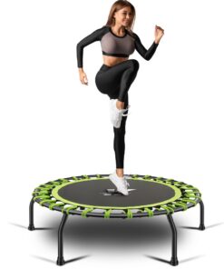 YYOUNICEST Fitness-Trampolin für Erwachsene - Jumping Fitness Trampolin mit Bungee-Seil-Design-System, verstellbarer Gri