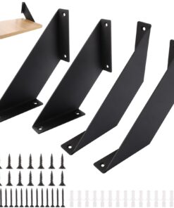 JMIATRY Schwarze Regalhalterung, 20cm Wandregal Halterung, für Wandregale und Schränke, Metall, 4 Stück