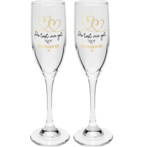 GRUSS & CO Motiv "Tust" Sektgläser Set | Mehrfarbig bedruckt, Glas, 20 cl | Geschenk Paare, Hochzeit | Elegant und hochw