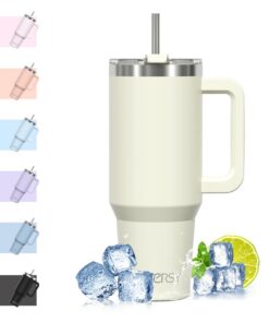 WATERSY Thermobecher to Go Heißkaltes Getränk Tragbar Autofriendly Beige 40oz Vakuumdicht Edelstahl Trinkbecher mit Grif