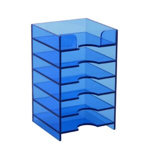 YINSHCO Acryl-Haftnotizhalter - Blau | 6 Ebenen | Büro-Organizer für Schreibtisch, Zuhause und Schule | Selbstklebend |