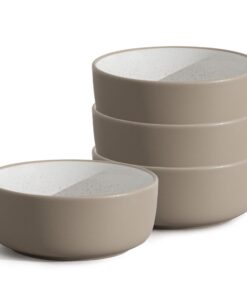 Hausfelder Müslischalen 4er Set Steingut 600ml - Spülmaschinenfest Mikrowellengeeignet Nordic Sand